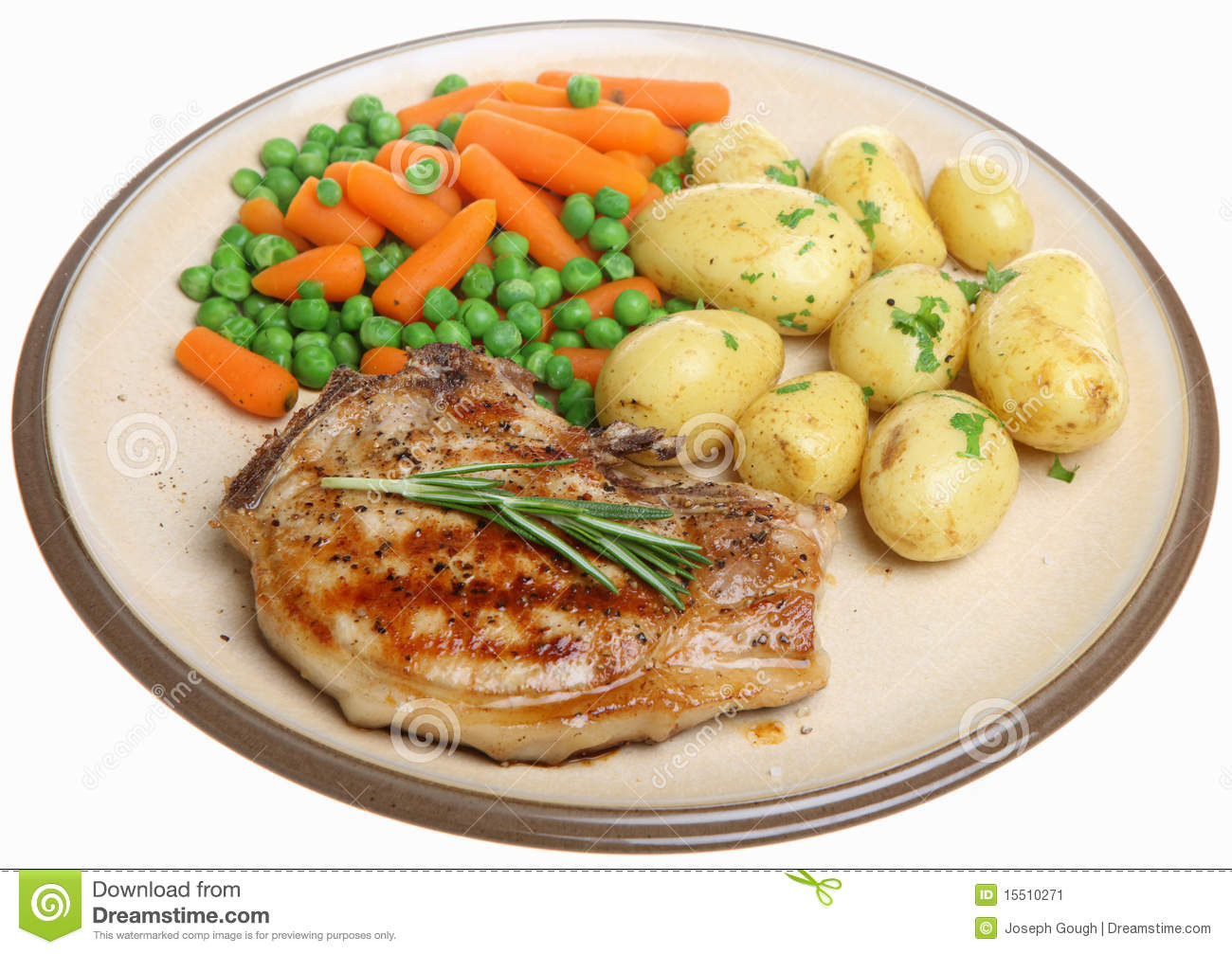 Pork Chops And Vegetables
 Pork Chop With New Potatoes And Ve ables Stock Image