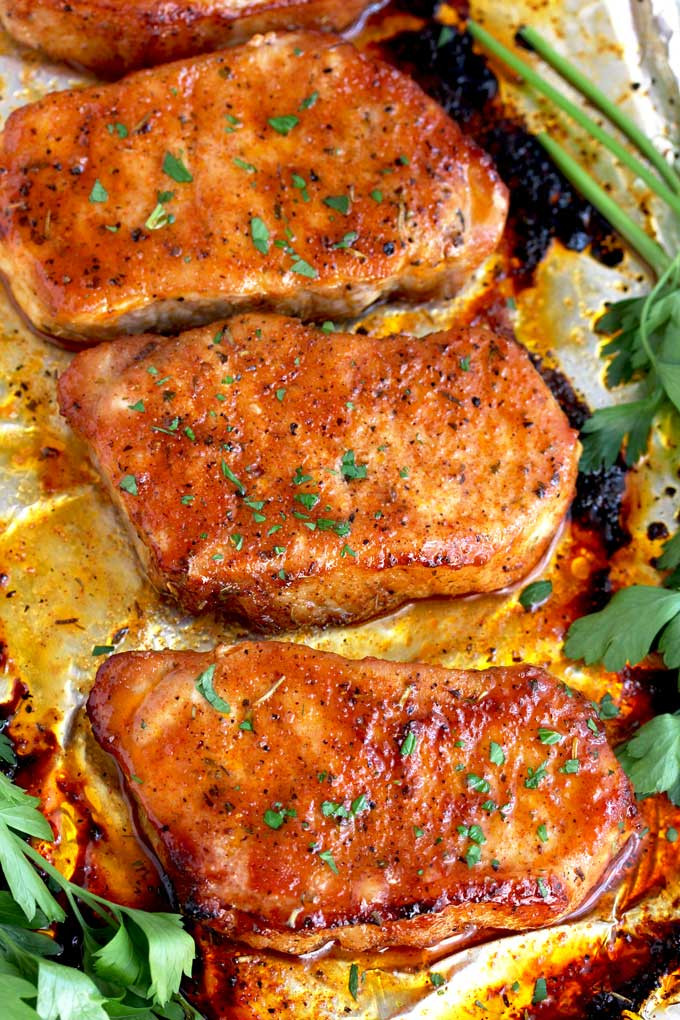Pork Chops Recipes Healthy
 Butter and Thyme Pork Chops with Roasted Sweet Potatoes