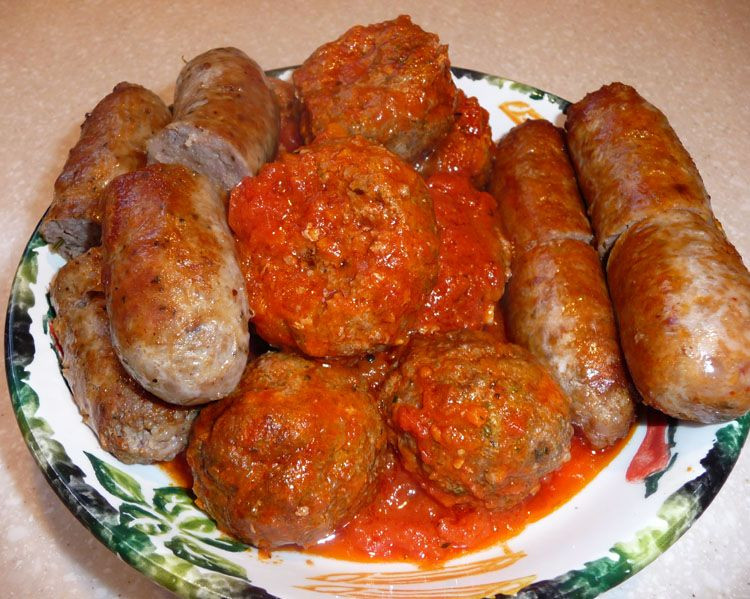 Pork Sausage Meatballs
 pork and sausage meatballs with porcini sauce