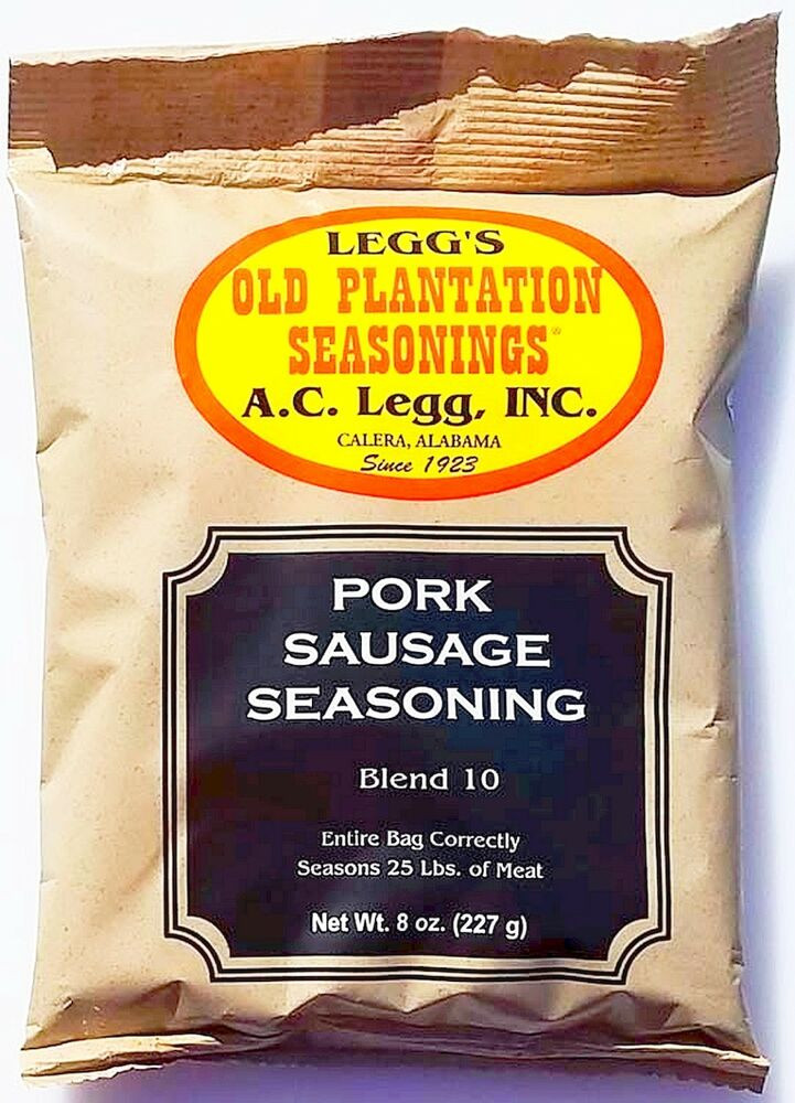 Pork Sausage Seasoning
 Blend 10 Legg s Old Plantation PORK SAUSAGE SEASONING 8