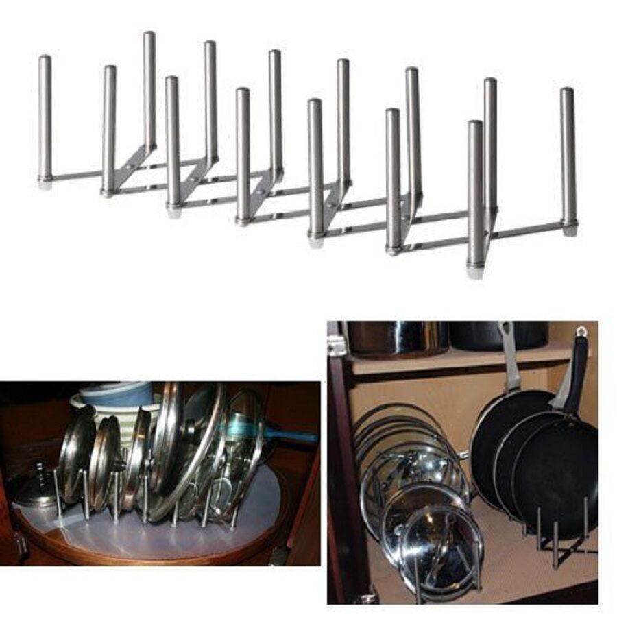 Pot Lid Organizer DIY
 New Pot Pan Lid Organizer Rack Adjustable Stainless Steel