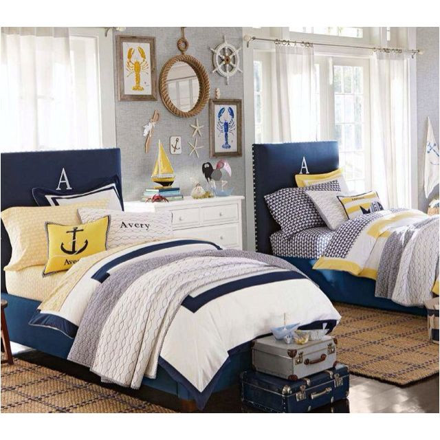 Pottery Barn Kids Boys Room
 Pottery Barn Kids I like the navy and yellow for the