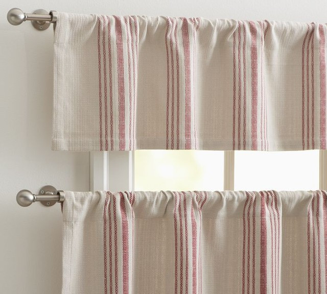 Pottery Barn Kitchen Curtains
 French Stripe Cafe Curtain Traditional Curtains by