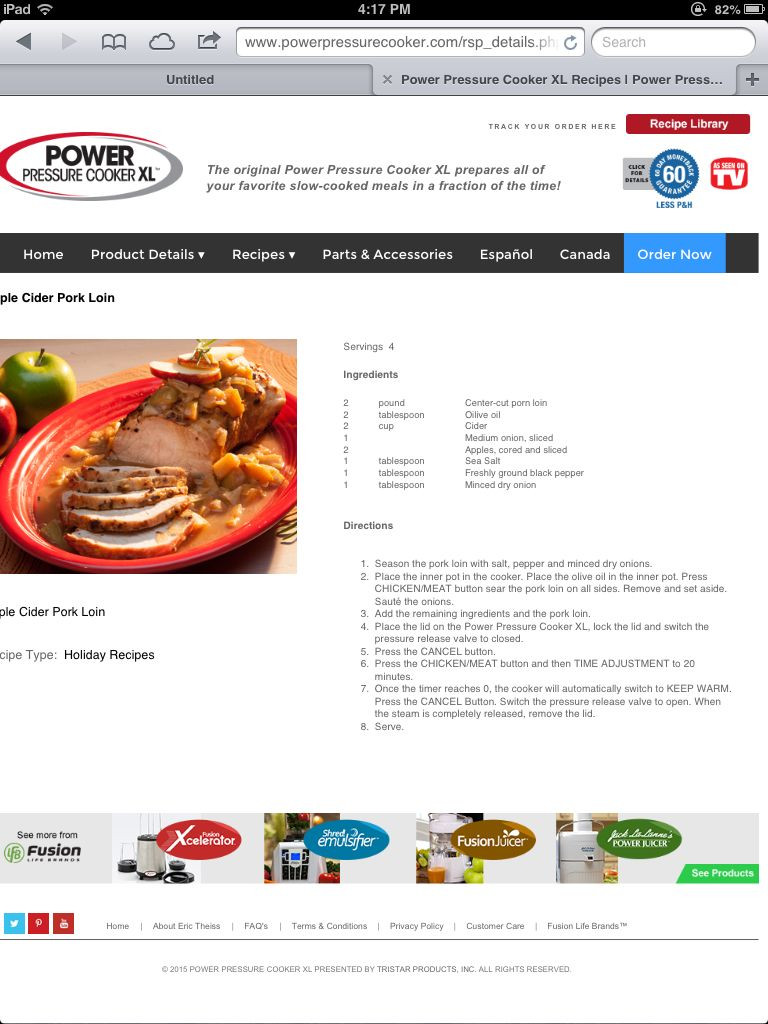 Power Pressure Cooker Xl Fish Recipes
 Pork loin