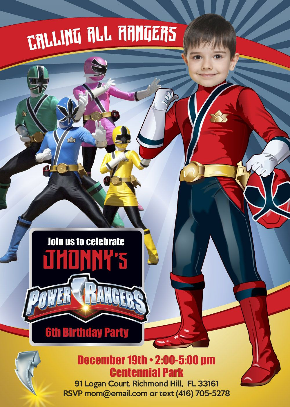 Power Rangers Birthday Invitations
 Power Rangers Birthday Invitation in 2020