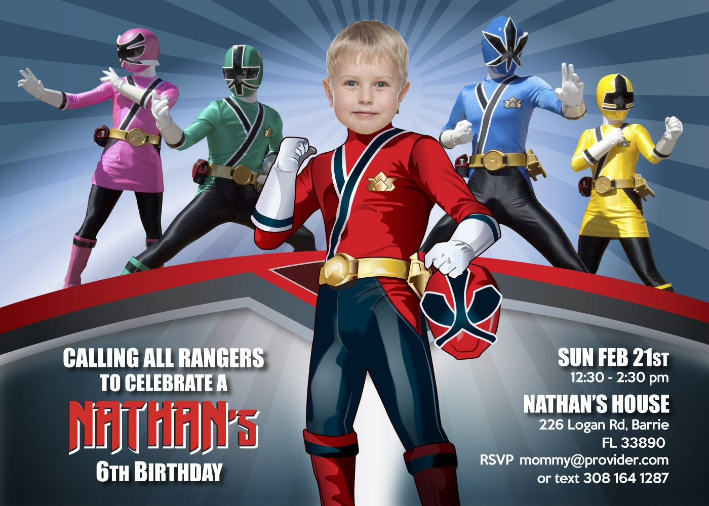 Power Rangers Birthday Invitations
 Power Rangers Birthday Invitation Red Power Ranger Party