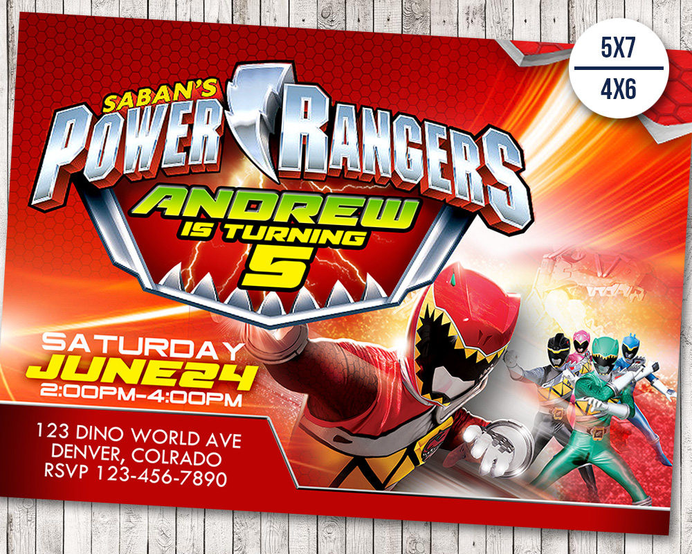 Power Rangers Birthday Invitations
 Power Rangers Invitation Power Ranger Birthday Party Dino