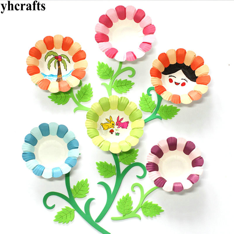 Preschool Arts And Crafts
 25PCS LOT 5 color flower plate Craft material Kindergarten