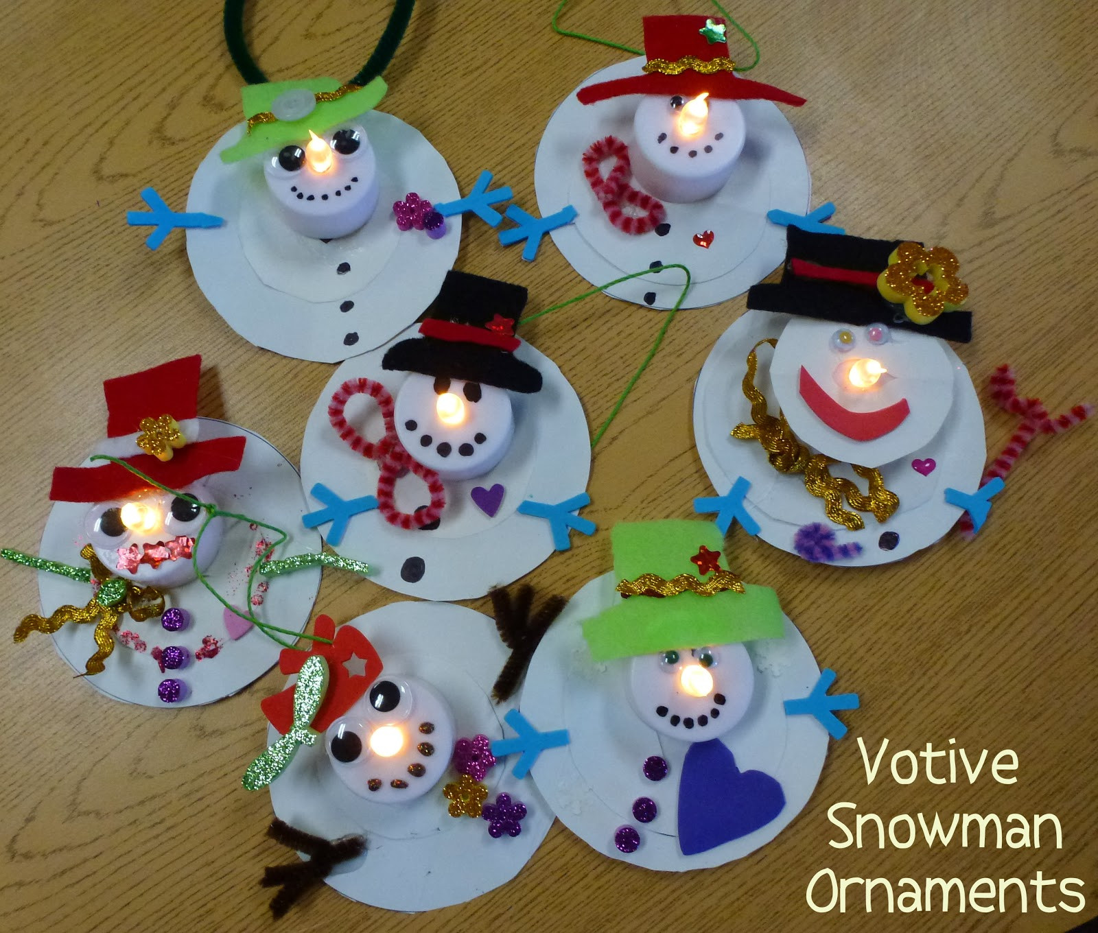 Preschool Christmas Ornament Craft Ideas
 Choices for Children Votive Snowman Ornaments