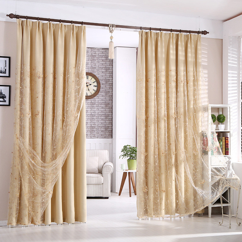 Pretty Curtains For Living Room
 Beautiful Beige Blackout Polyester Living Room Curtains