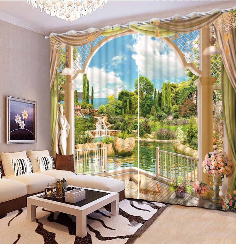 Pretty Curtains For Living Room
 Garden Scenery 3D Bedroom Curtains beautiful Curtains For