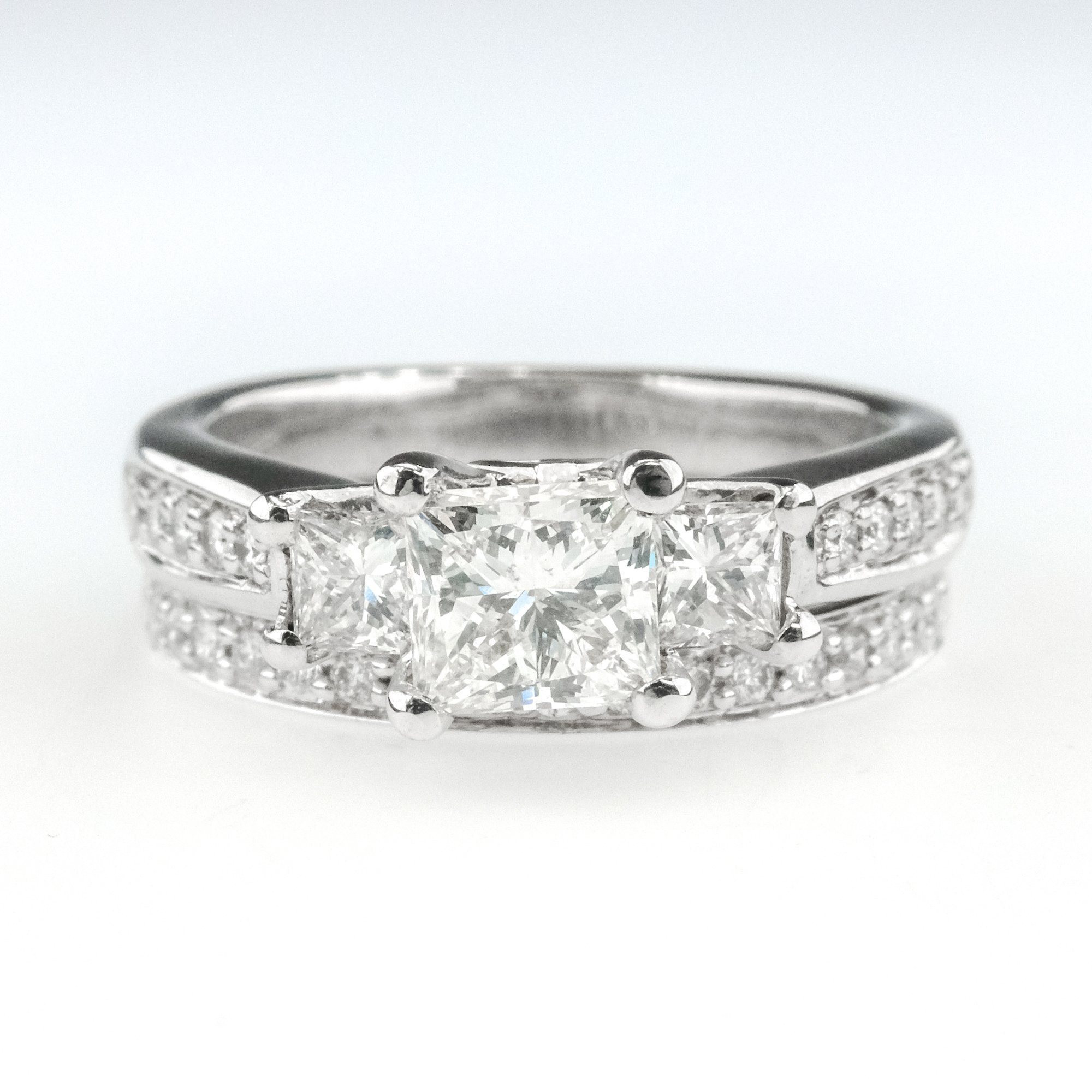 Princess Cut Diamond Bridal Sets
 1 00ct GIA Princess Cut Diamond w Accents Engagement