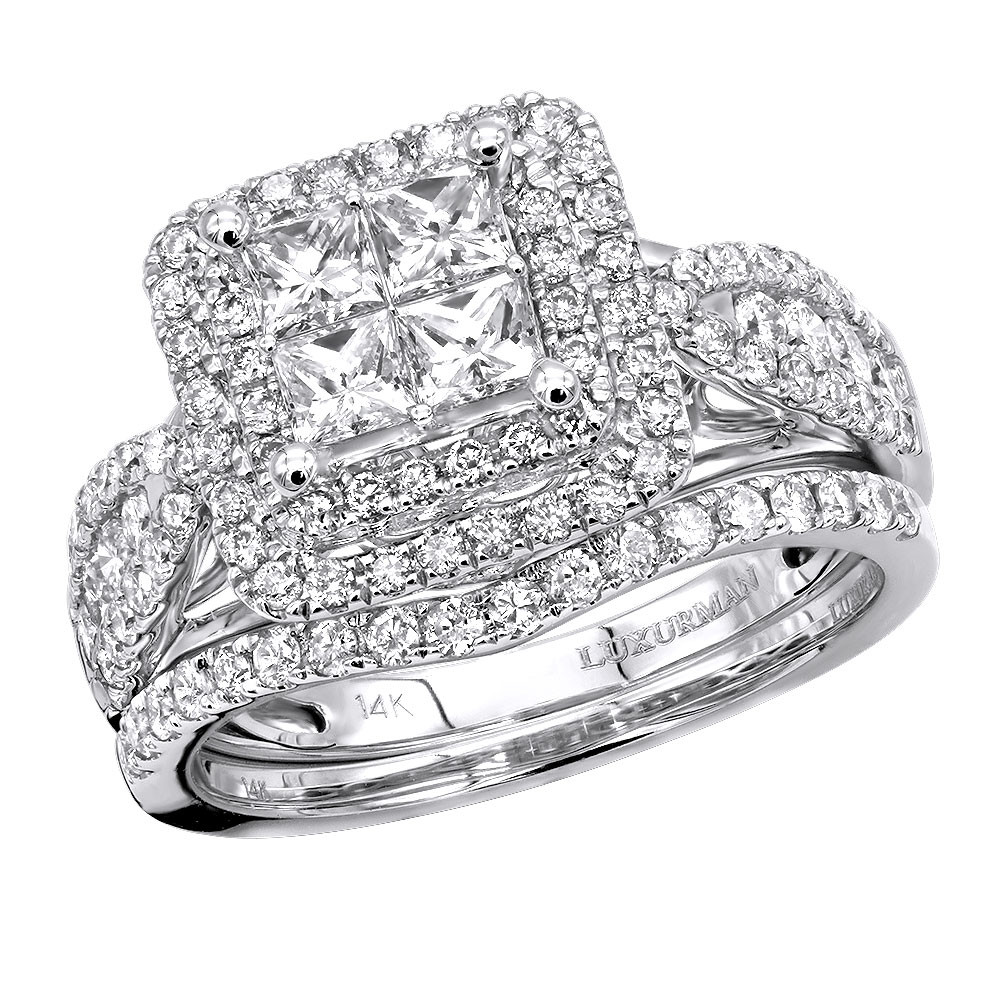 Princess Cut Diamond Bridal Sets
 Round and Princess Cut Diamond Engagement Ring and Wedding