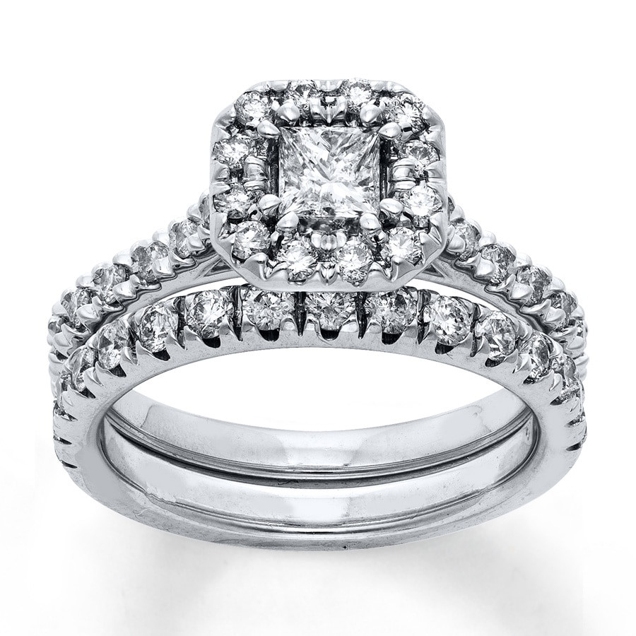 Princess Cut Diamond Bridal Sets
 Diamond Bridal Set 5 8 ct tw Princess cut 14K White Gold
