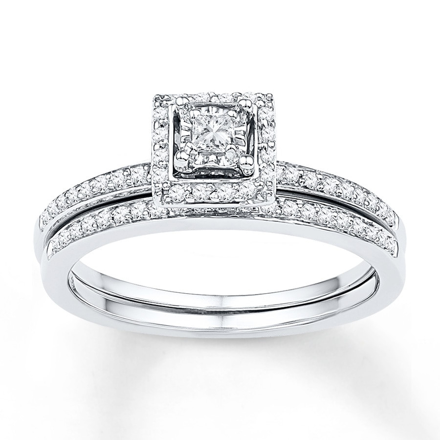 Princess Cut Diamond Bridal Sets
 Diamond Bridal Set 1 4 ct tw Princess cut 10K White Gold