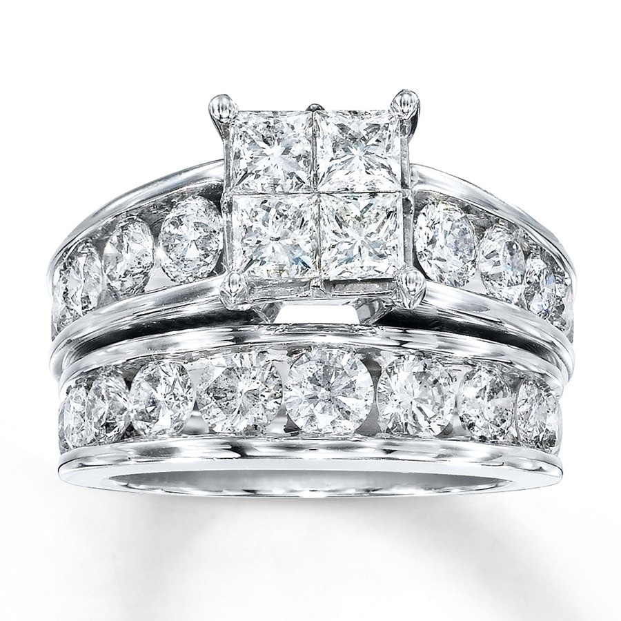 Princess Cut Diamond Bridal Sets
 Jared Diamond Bridal Set 4 ct tw Princess cut 14K White Gold