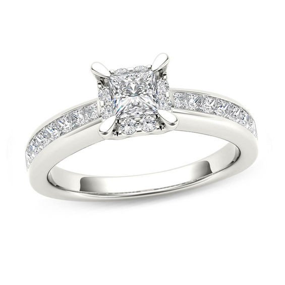 Princess Cut Engagement Rings Zales
 1 CT T W Princess Cut Diamond Square Frame Engagement