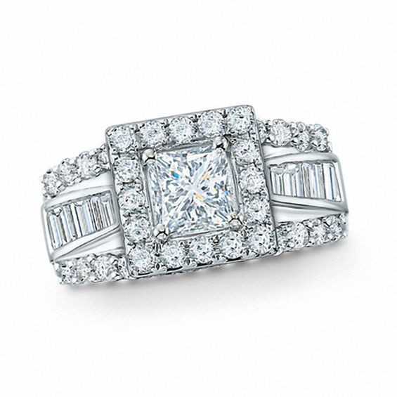 Princess Cut Engagement Rings Zales
 2 CT T W Frame Princess Cut Diamond Engagement Ring in