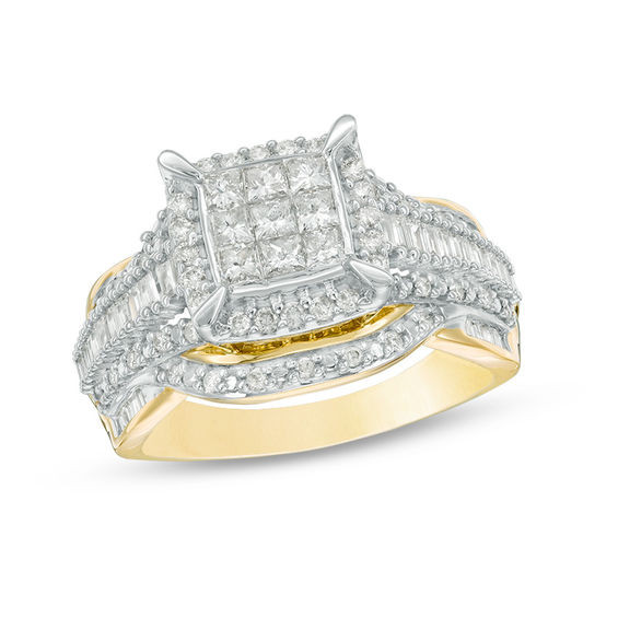 Princess Cut Engagement Rings Zales
 1 CT T W posite Princess Cut Diamond Frame Multi Row