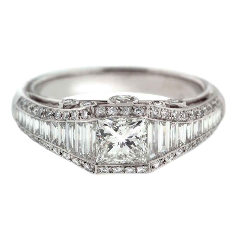 Princess Cut Vintage Engagement Ring
 Antique Princess Cut Diamond Engagement Ring