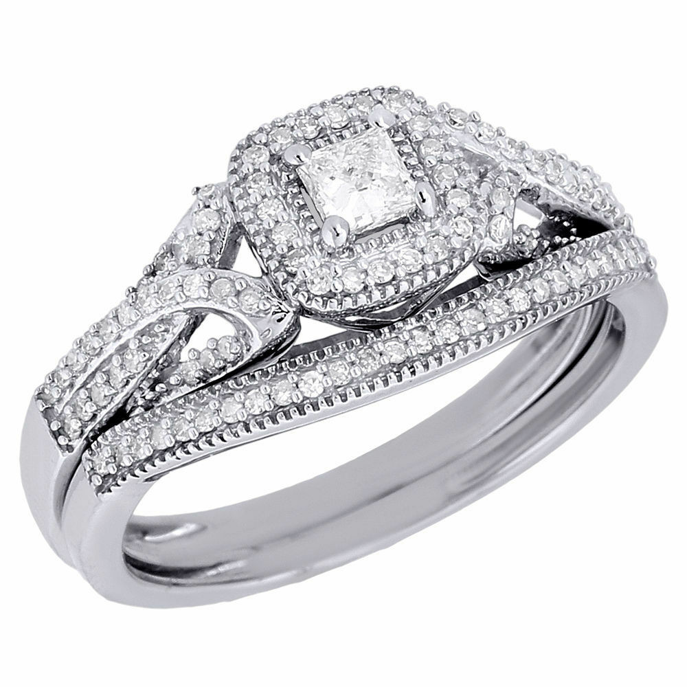 Princess Cut Wedding Ring
 10K White Gold Princess Cut Solitaire Bridal Set Diamond
