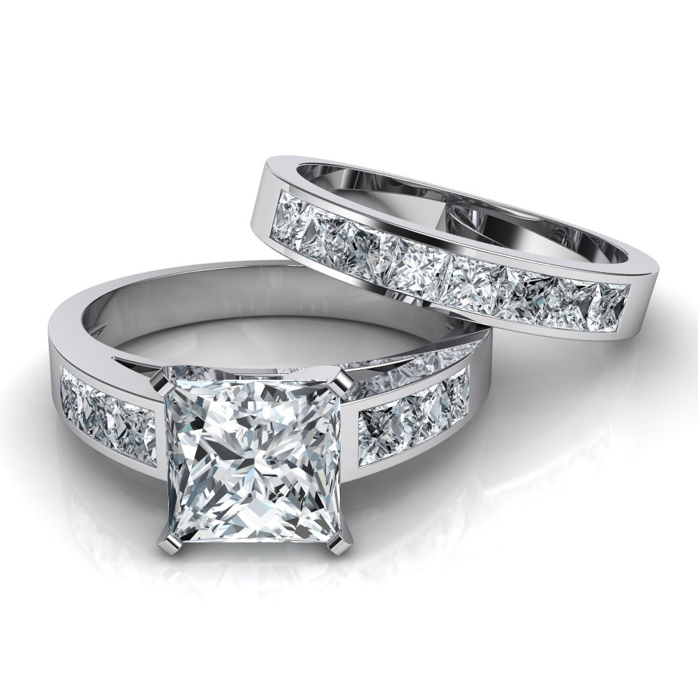 Princess Cut Wedding Ring
 Princess Cut Channel Set Engagement Ring & Wedding Band