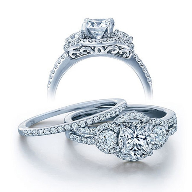 Princess Cut Wedding Ring Sets
 GIA Certified 2 Carat Princess cut Diamond Vintage Wedding