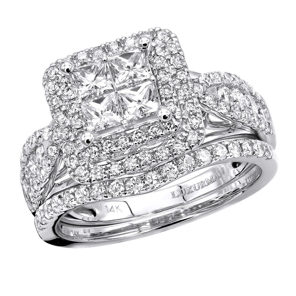 Princess Cut Wedding Ring Sets
 Round and Princess Cut Diamond Engagement Ring and Wedding