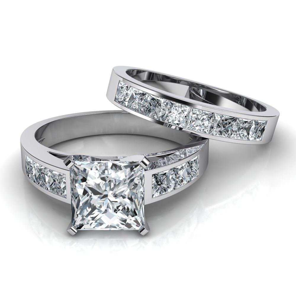 Princess Cut Wedding Ring Sets
 Princess Cut Channel Set Engagement Ring & Wedding Band