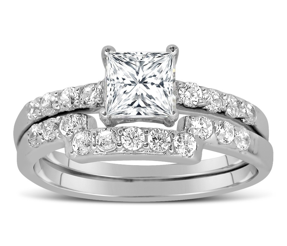 Princess Cut Wedding Ring Sets
 1 Carat Princess cut Diamond Wedding Ring Set in White