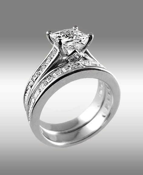 Princess Cut Wedding Ring
 3 66ct Princess Cut Engagement Ring & Matching Wedding