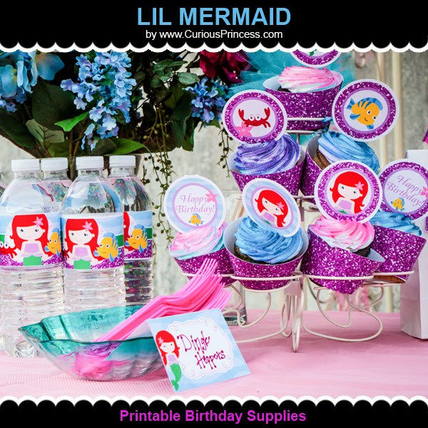 Princess Pool Party Ideas
 Curious Princess Glittery Lil Mermaid Birthday Party ideas