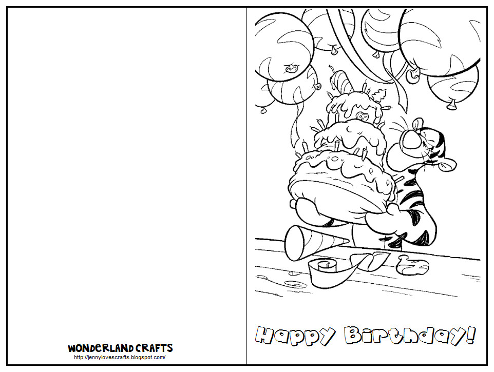 Printable Coloring Birthday Cards
 Wonderland Crafts Birthday Cards