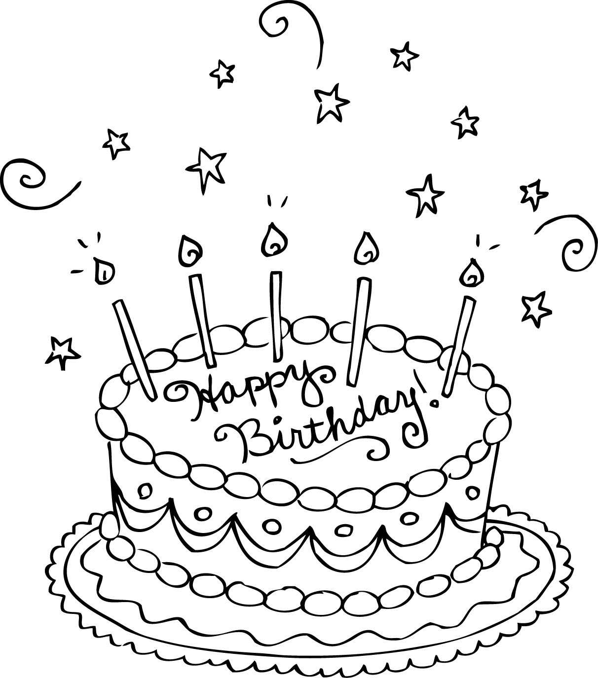 Printable Coloring Birthday Cards
 Free Printable Birthday Cake Coloring Pages For Kids