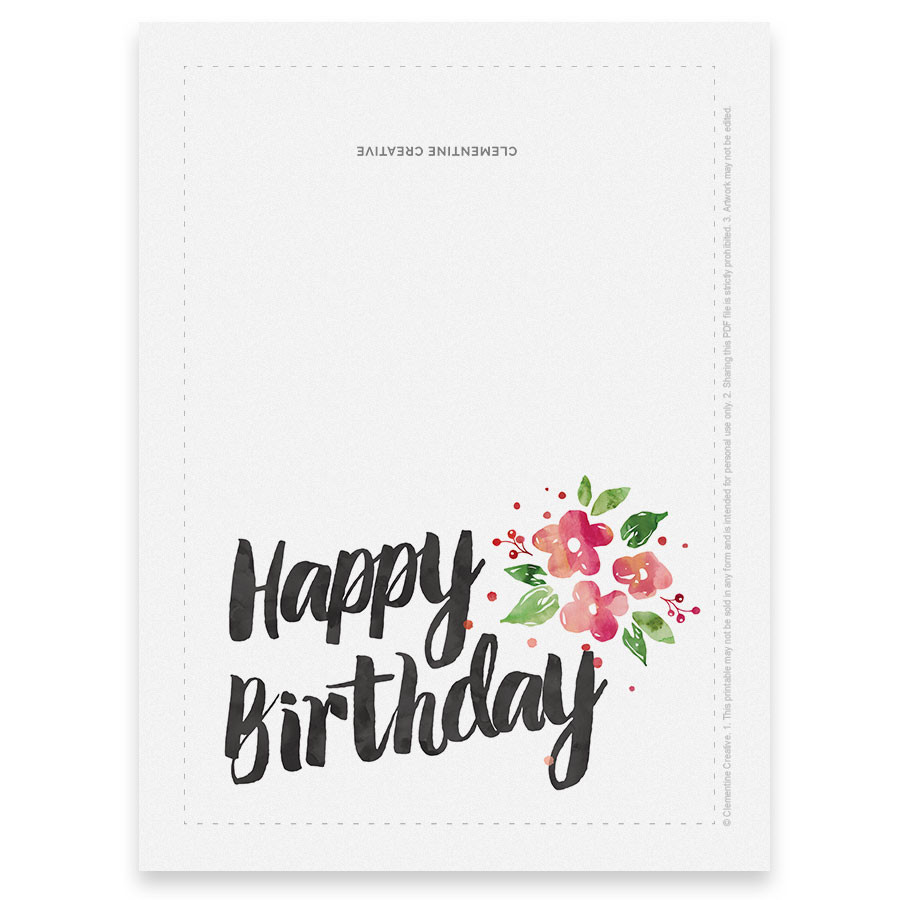 Printable Happy Birthday Card
 Printable Birthday Card for Her