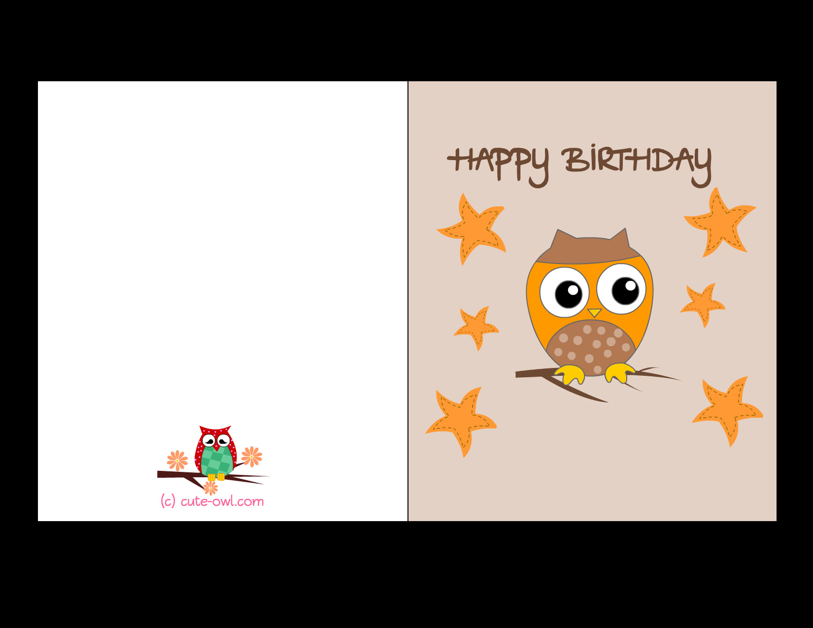 Printable Happy Birthday Card
 Free Printable Cute Owl Birthday Cards