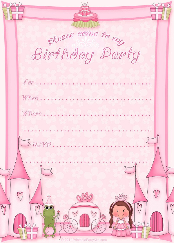 Printed Birthday Invitations
 Printable Birthday Invitations For Girls – Bagvania FREE