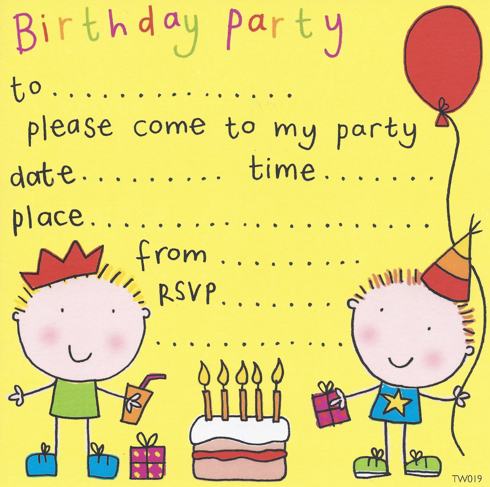 Printed Birthday Invitations
 FREE Birthday Party Invites for Kids – FREE Printable