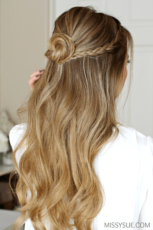 Prom Hairstyles Buns
 Half Up Braid Wrapped Bun