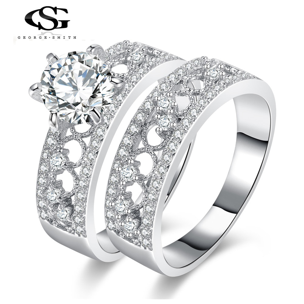Promise Ring Engagement Ring Wedding Ring
 GS Jewelry Promise Engagement Double Rings For Couples