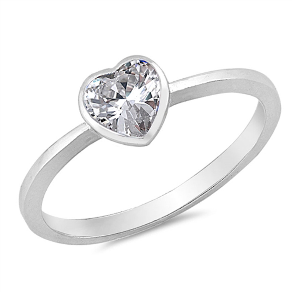 Promise Ring Engagement Ring Wedding Ring
 Heart Promise Ring New 925 Sterling Silver Solitaire