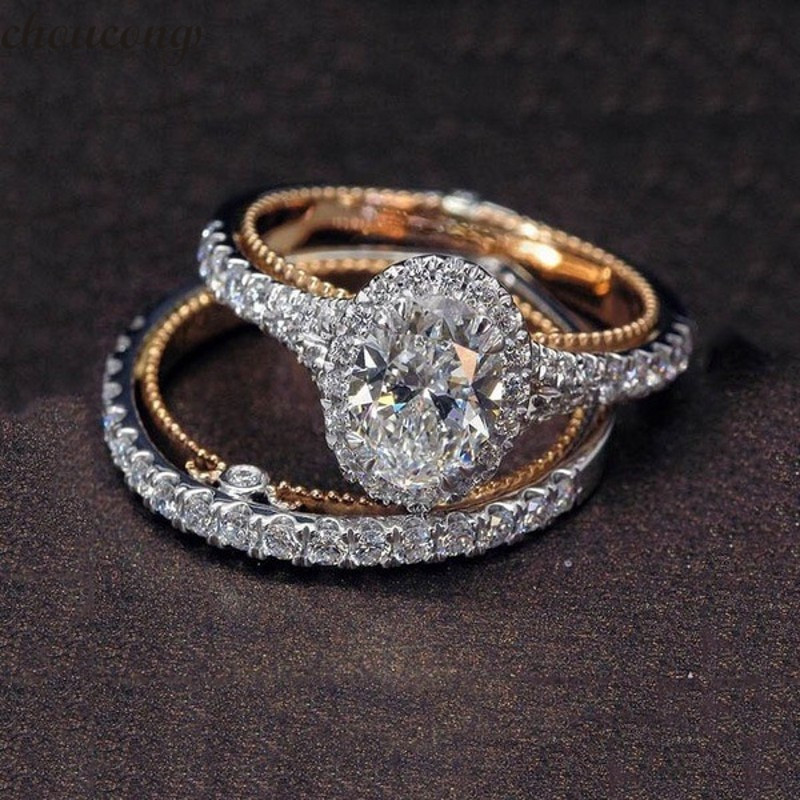 Promise Ring Engagement Ring Wedding Ring
 choucong Vintage Promise Ring set Rose Gold Filled AAAAA
