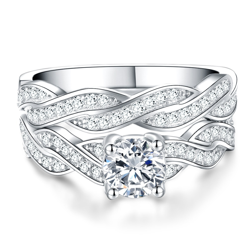 Promise Ring Engagement Ring Wedding Ring
 Size 4 12Sterling Silver Wedding Engagement Ring Band Pair