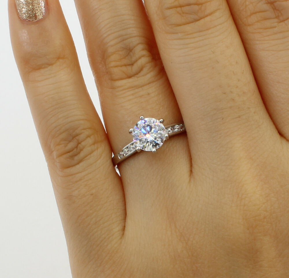 Promise Ring Engagement Ring Wedding Ring
 1 25 Ct 14K White Gold Cathedral Round Engagement Wedding