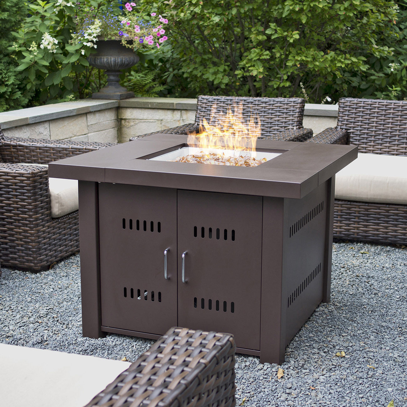 Propane Deck Fire Pit
 NEW Outdoor Fire Pit Square Table Firepit Propane Gas Fire