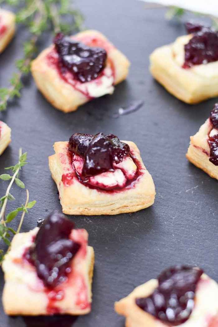 Puff Pastry Appetizers Cheese
 Goat Cheese Cherry Appetizer Bites on Puff Pastry