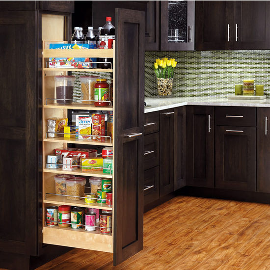 Pull Out Kitchen Storage
 Rev A Shelf Tall Wood Pull Out Pantry with Adjustable