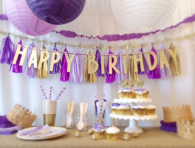 Purple Birthday Decorations
 Birthday Parties in a Box from Little Jubilee