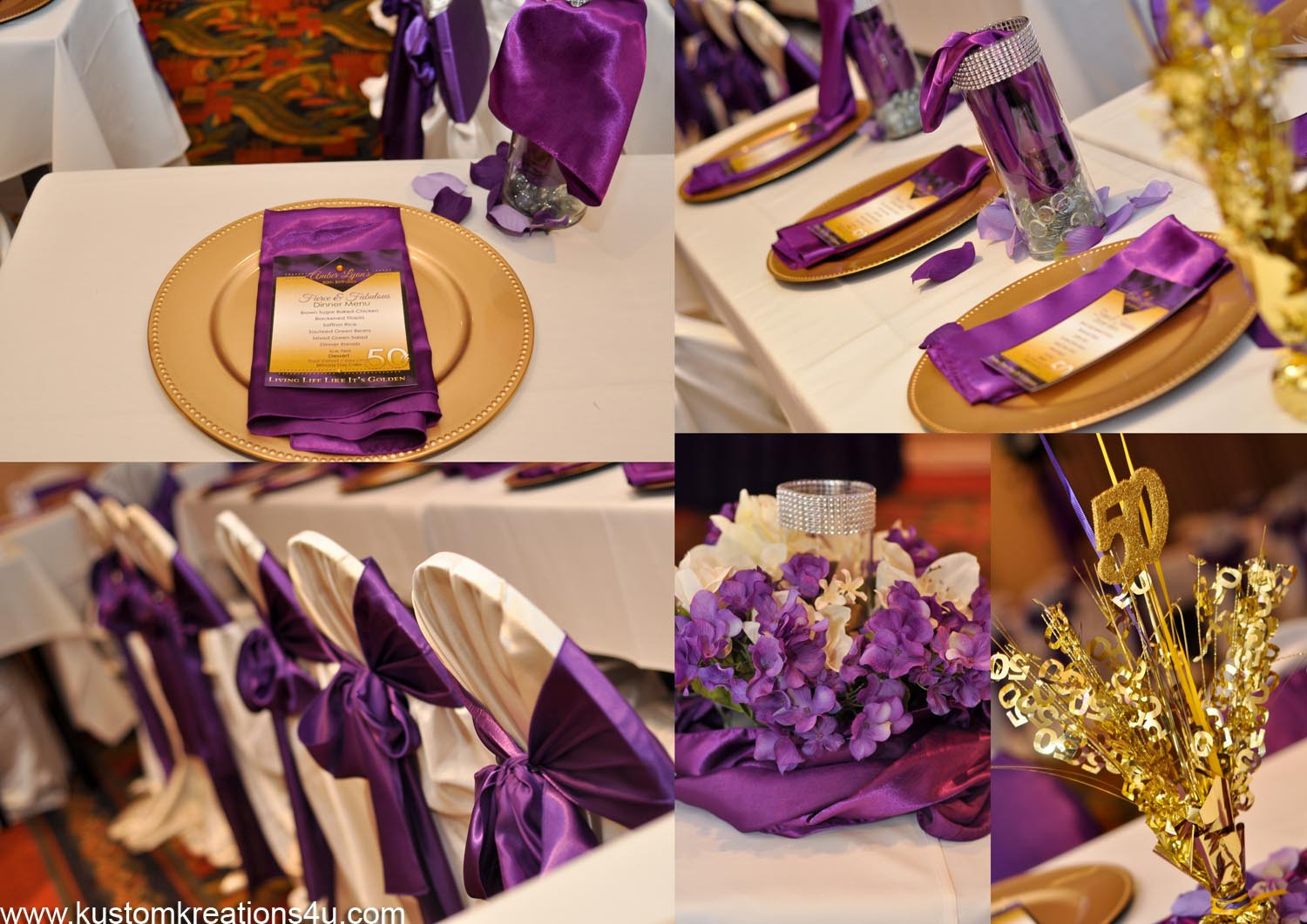 Purple Birthday Decorations
 Purple and Gold 50th Birthday Celebration