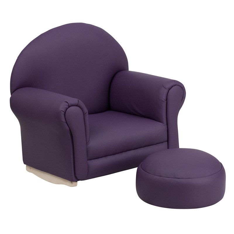 Purple Kids Chair
 Kids Purple Vinyl Rocking Chair and Ottoman